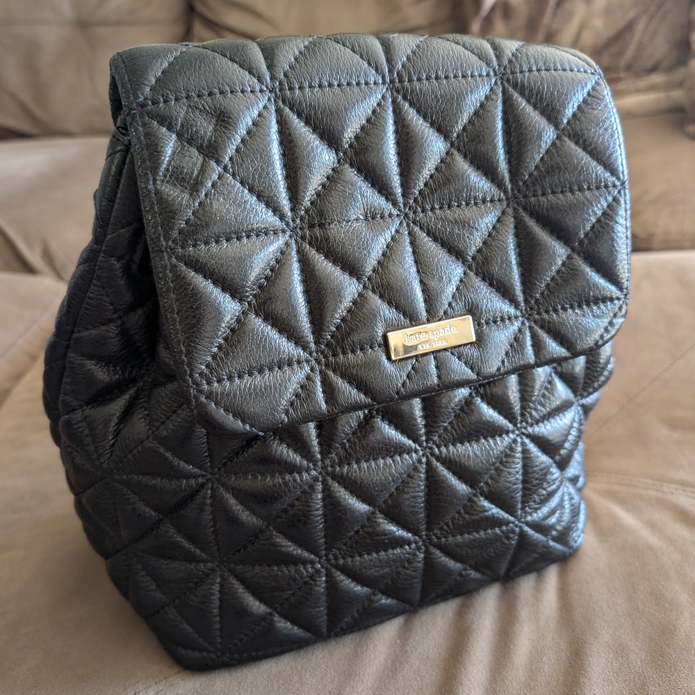Kate Spade Black Quilted Backpack